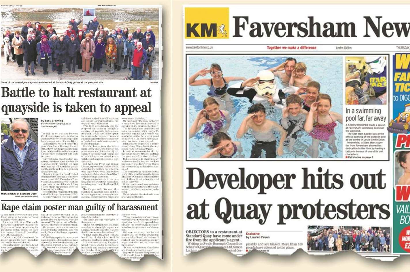 Some of the many Faversham News stories which have featured the long battle for a restaurant in Standard Quay.
