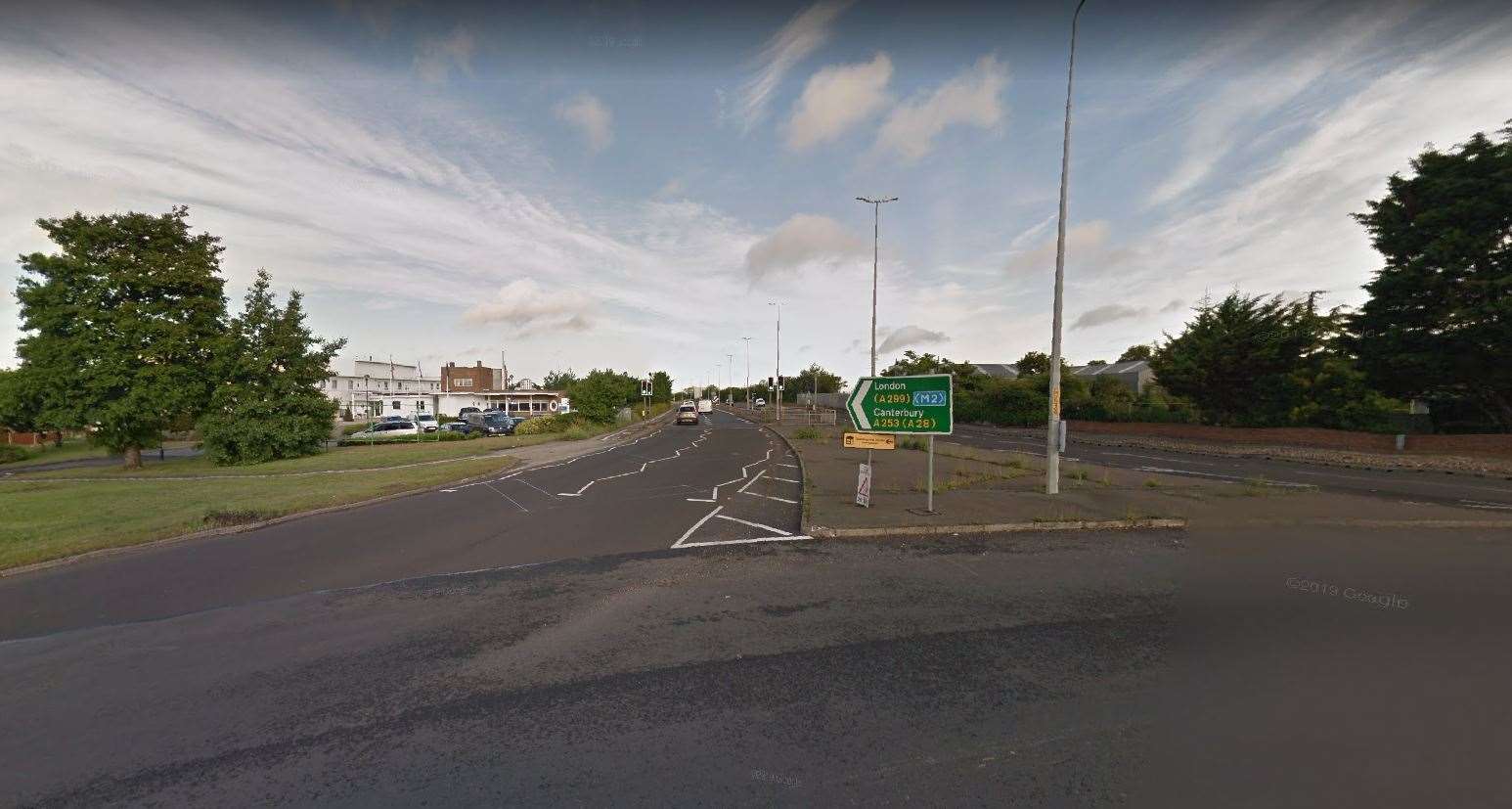 The crash took place along the A299 Thanet Way, close to the Minster Roundabout, this morning. Picture: Google