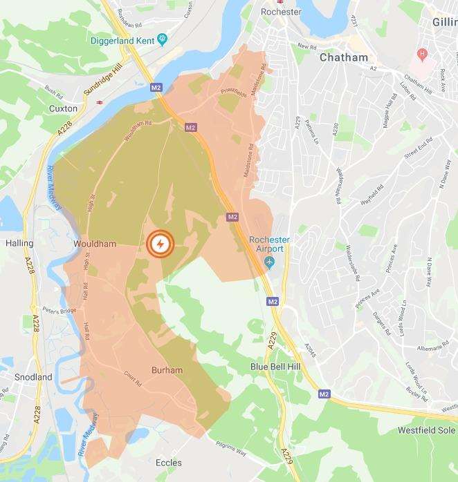 The ME1 area has been without power since 5am this morning. Picture: UK Power Networks