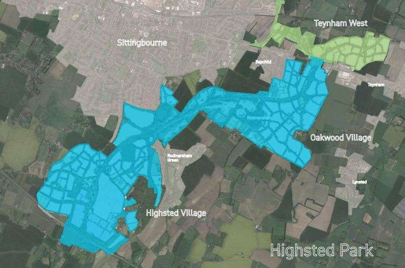 Where the proposed 8400 homes near Teynham and Highsted Park may be built. Picture: Swale planning portal