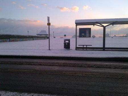 Snow covers The Strand, in Walmer