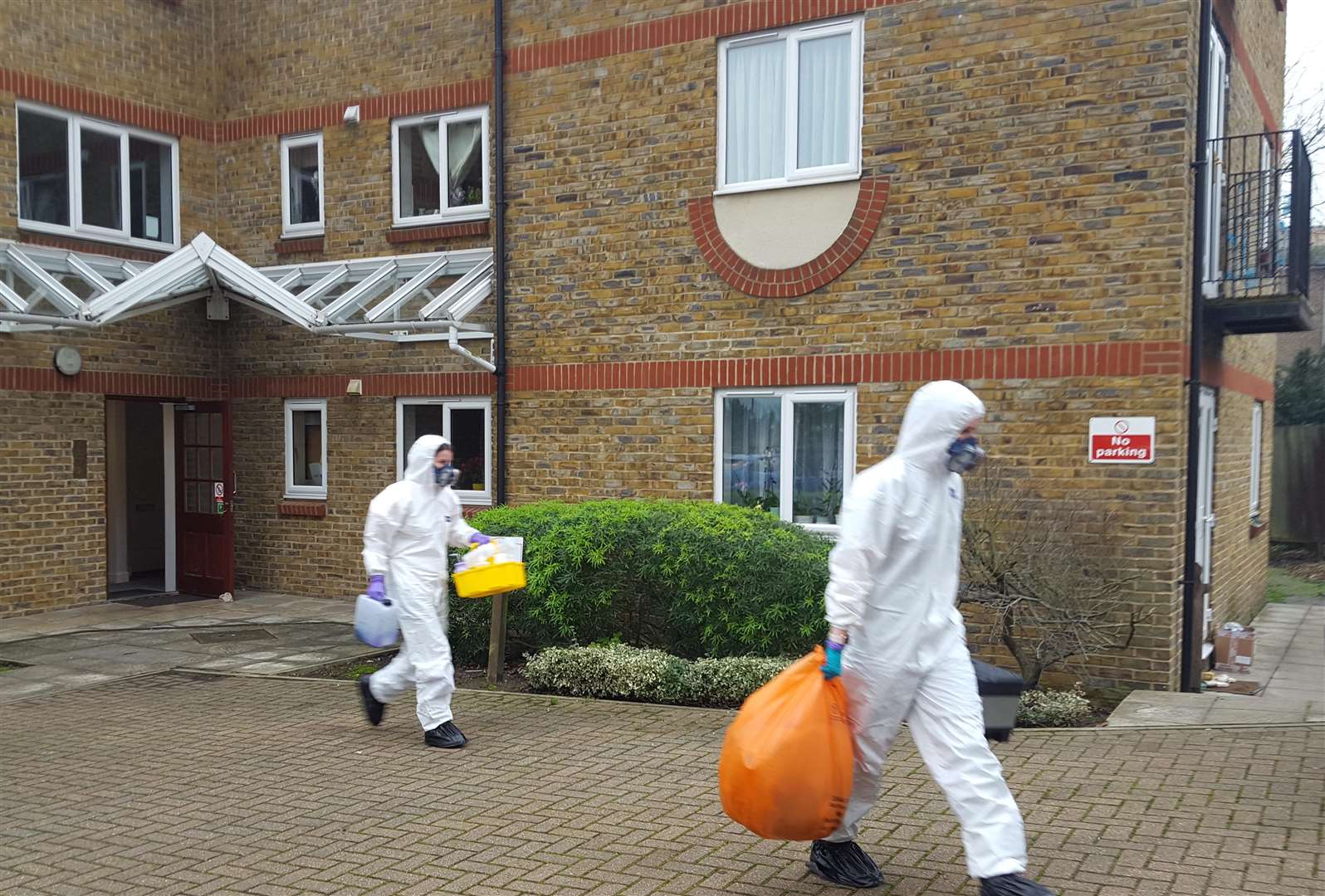 Forensics at Kentish Court, off London Road, Maidstone, at the scene of the suspected murder