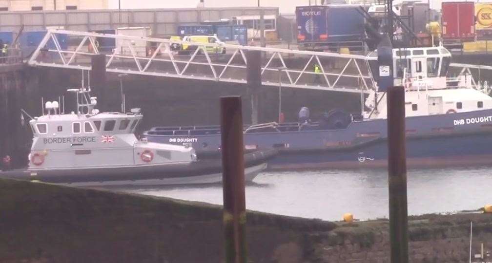 A Border Force cutter returning to Dover this morning. Pic: Chris Johnson