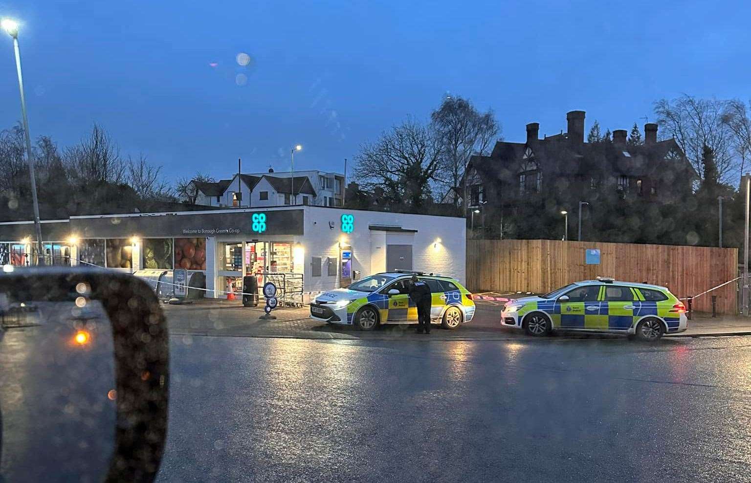 Police were spotted outside the Borough Green Co-op in Station Approach
