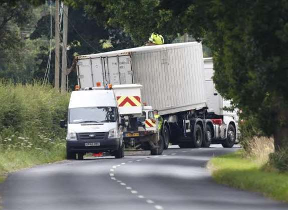 The lorry crashed and overturned. Picture: Andy Jones.