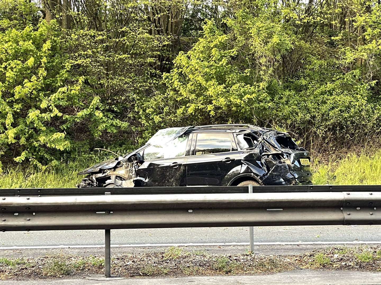 The wrecked car involved in the crash. Picture UKNIP (46978201)