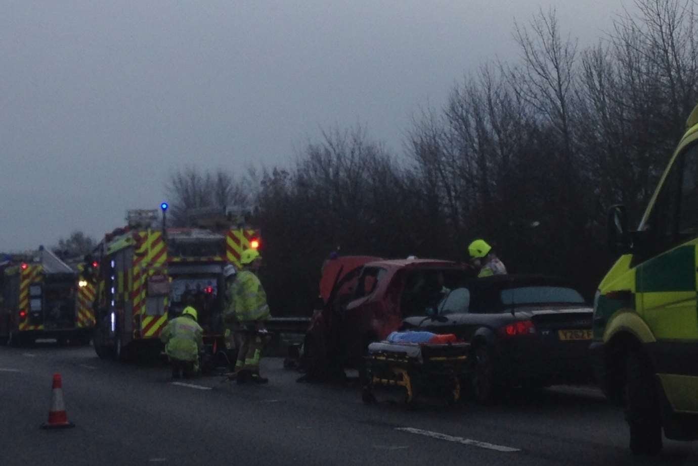 Scene of the the crash on the M2 near Faversham