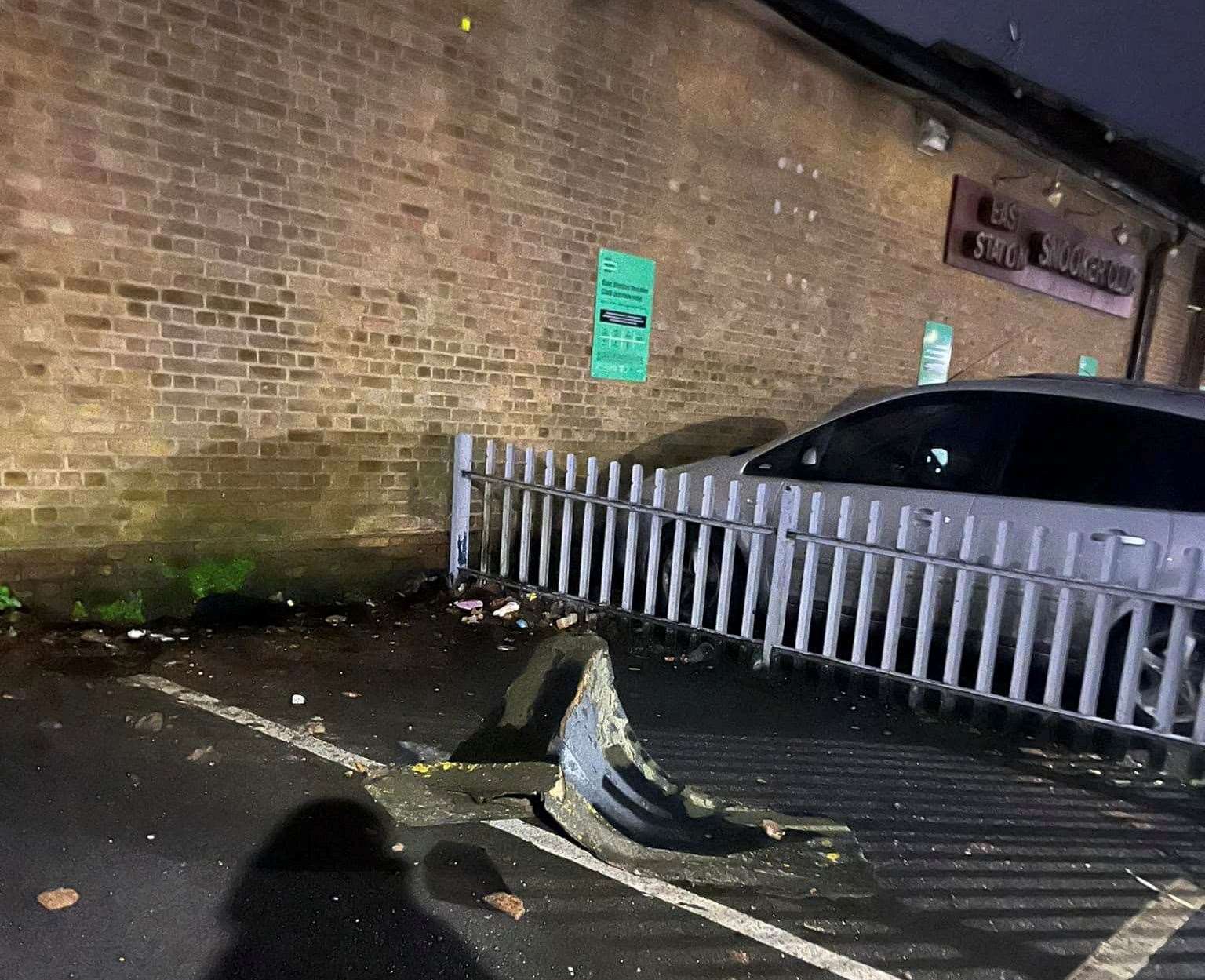 University student Charley Jerold says she was almost hit by a piece of roof that fell from the East Station Snooker Club building. Picture: Charley Jerold