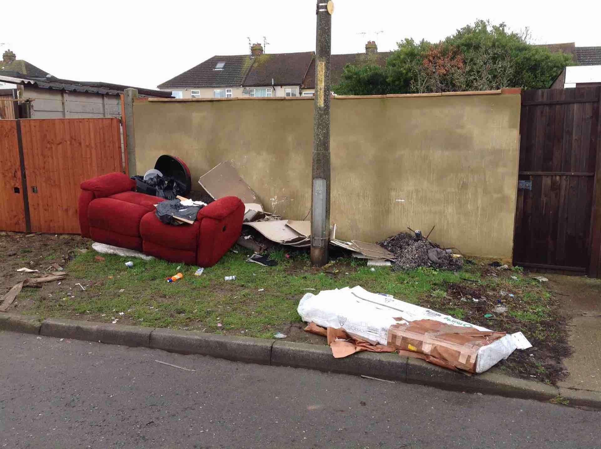 The fly tipping in Buttermere Close, Gillingham in February 2017 (3887687)