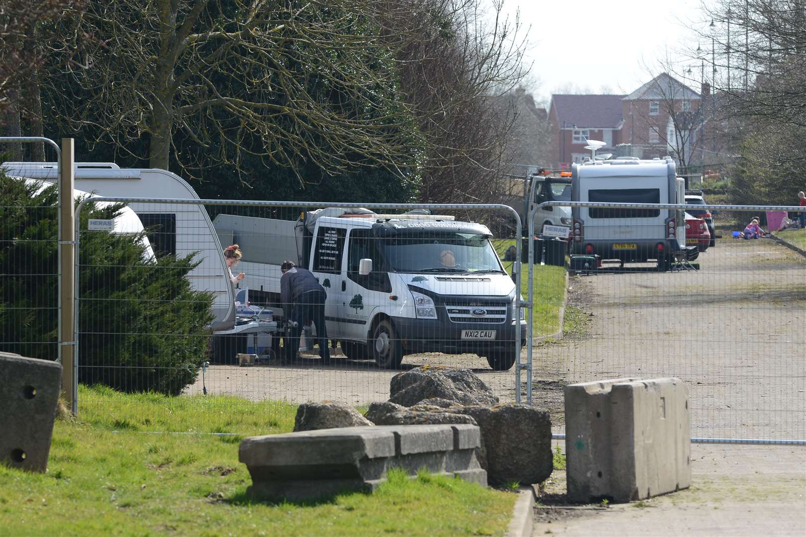 Traveller camp off Kings Hill Avenue