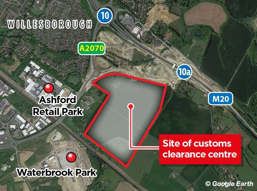The site of the Brexit 'lorry park' on the outskirts of Ashford