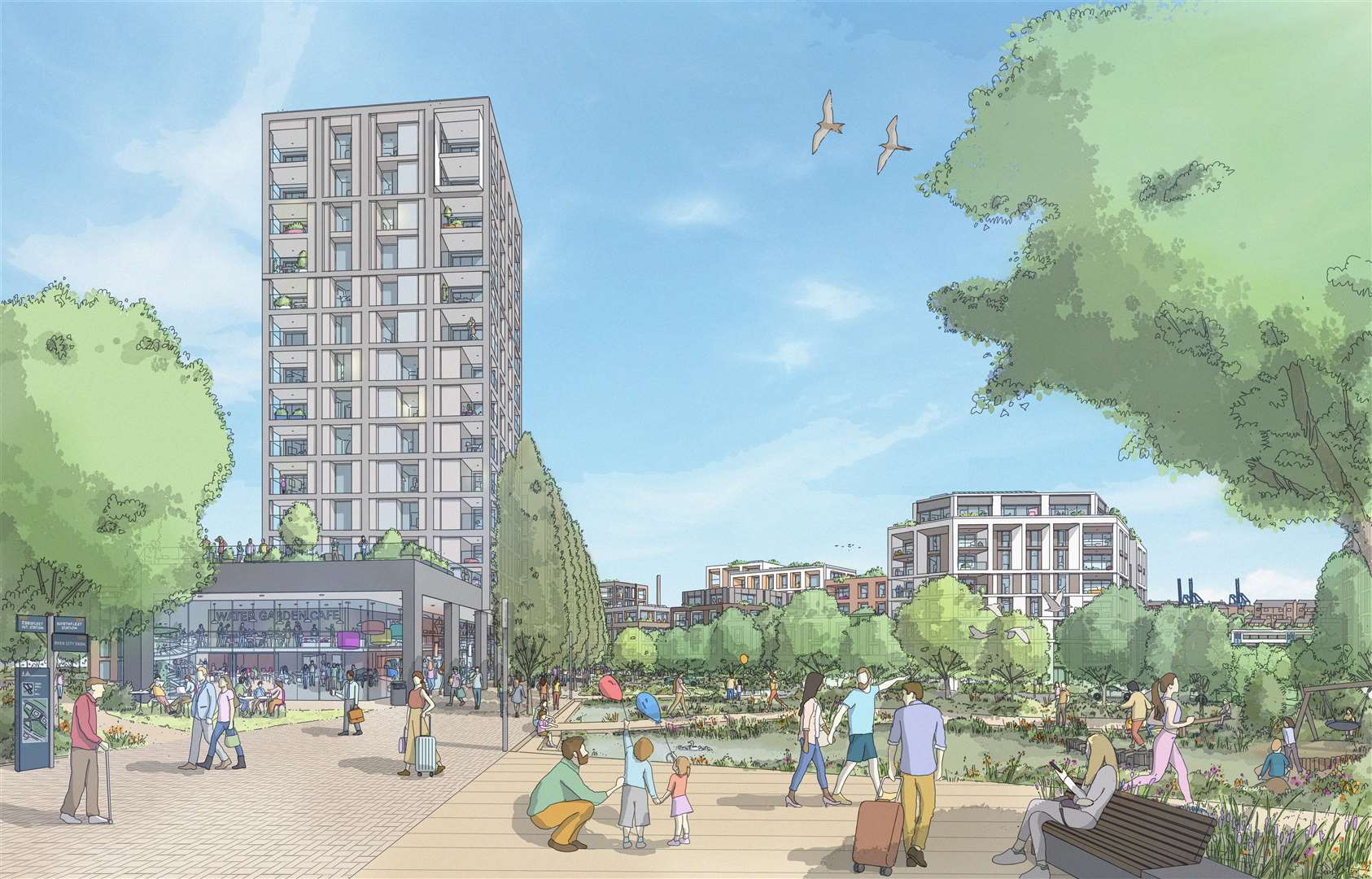 Plans unveiled for new garden city centre at Ebbsfleet with 2,100 homes and more than 110,000sq m of commercial, retail and community space