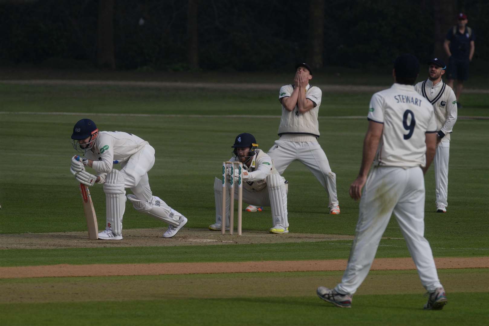 Kent's fielders attempt to put the pressure on the visitors. Picture: Chris Davey.