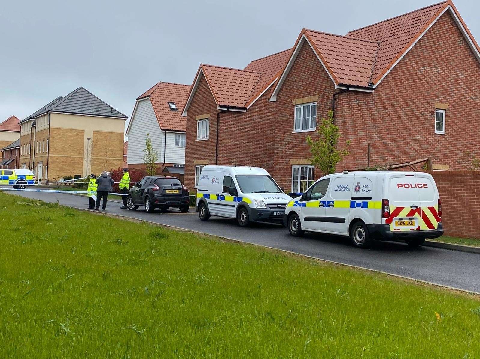Police and forensics teams in Aylesham today Picture: Barry Goodwin