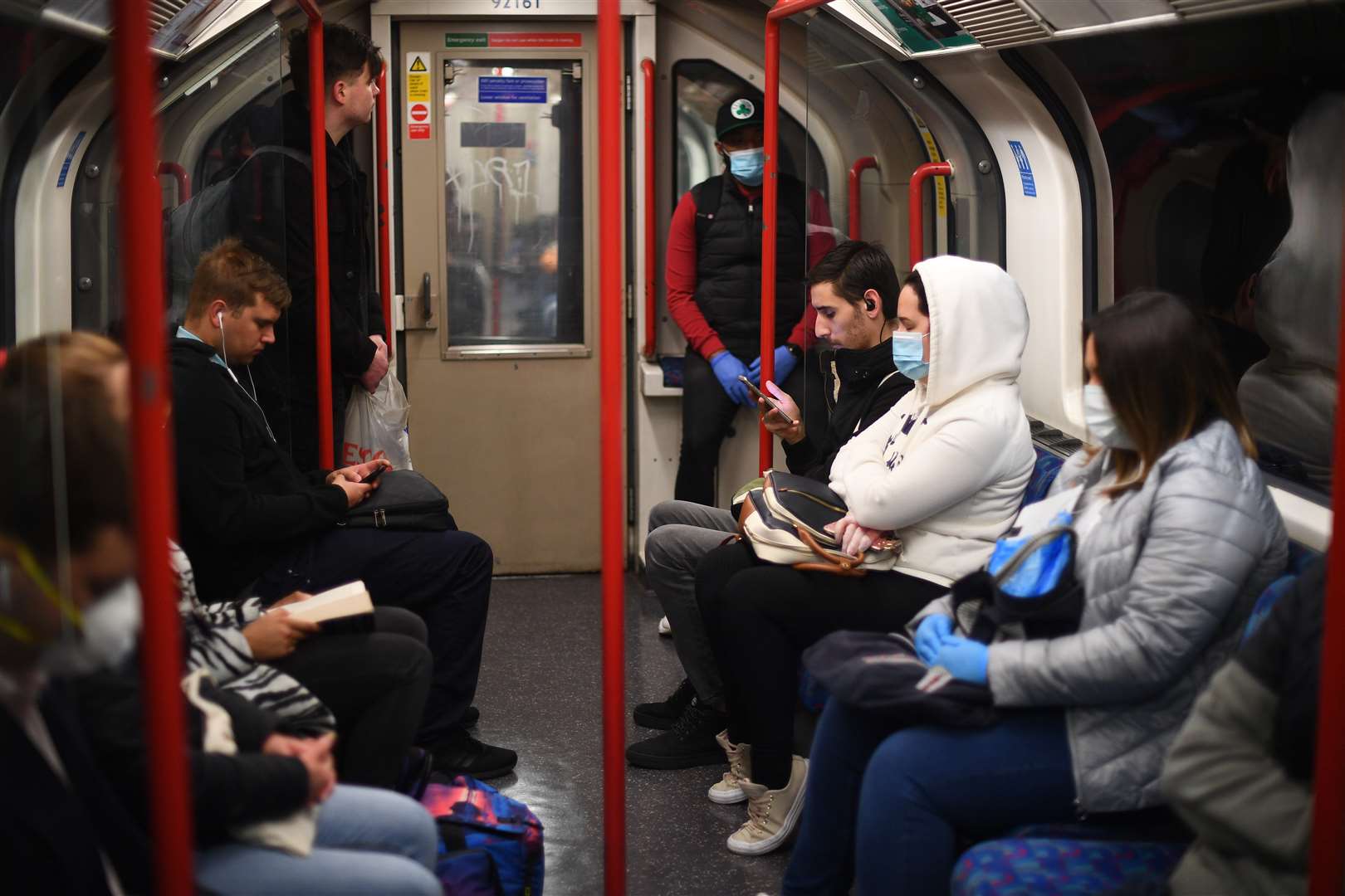 Inside a carriage on the Central Line in London (Victoria Jones/PA)