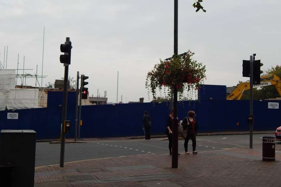 The blue hoardings surrounding the site could be covered with hi-res images