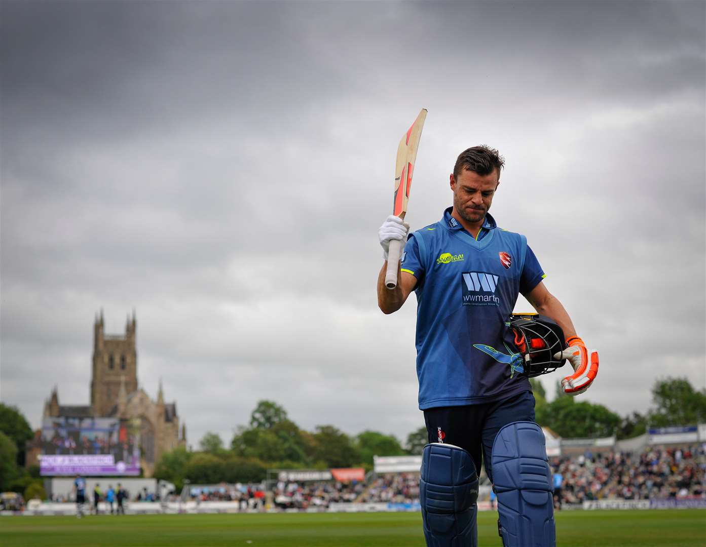 Heino Kuhn after scoring a century in Kent's semi-final win against Worcestershire in the Royal London One-Day Cup. Picture: Ady Kerry