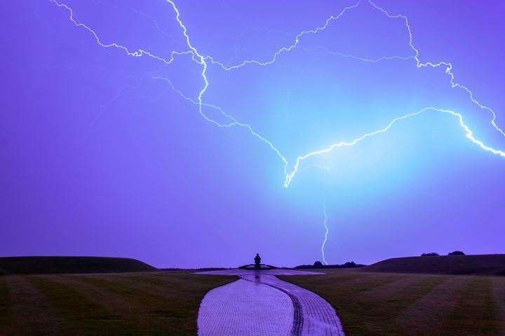 Lightning strikes at the National Memorial to the Few at Capel-le-Ferne. Picture: Greg Esson (12617057)