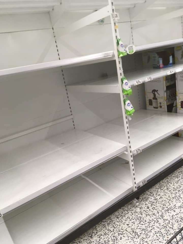 Empty shelves at Asda in Gravesend