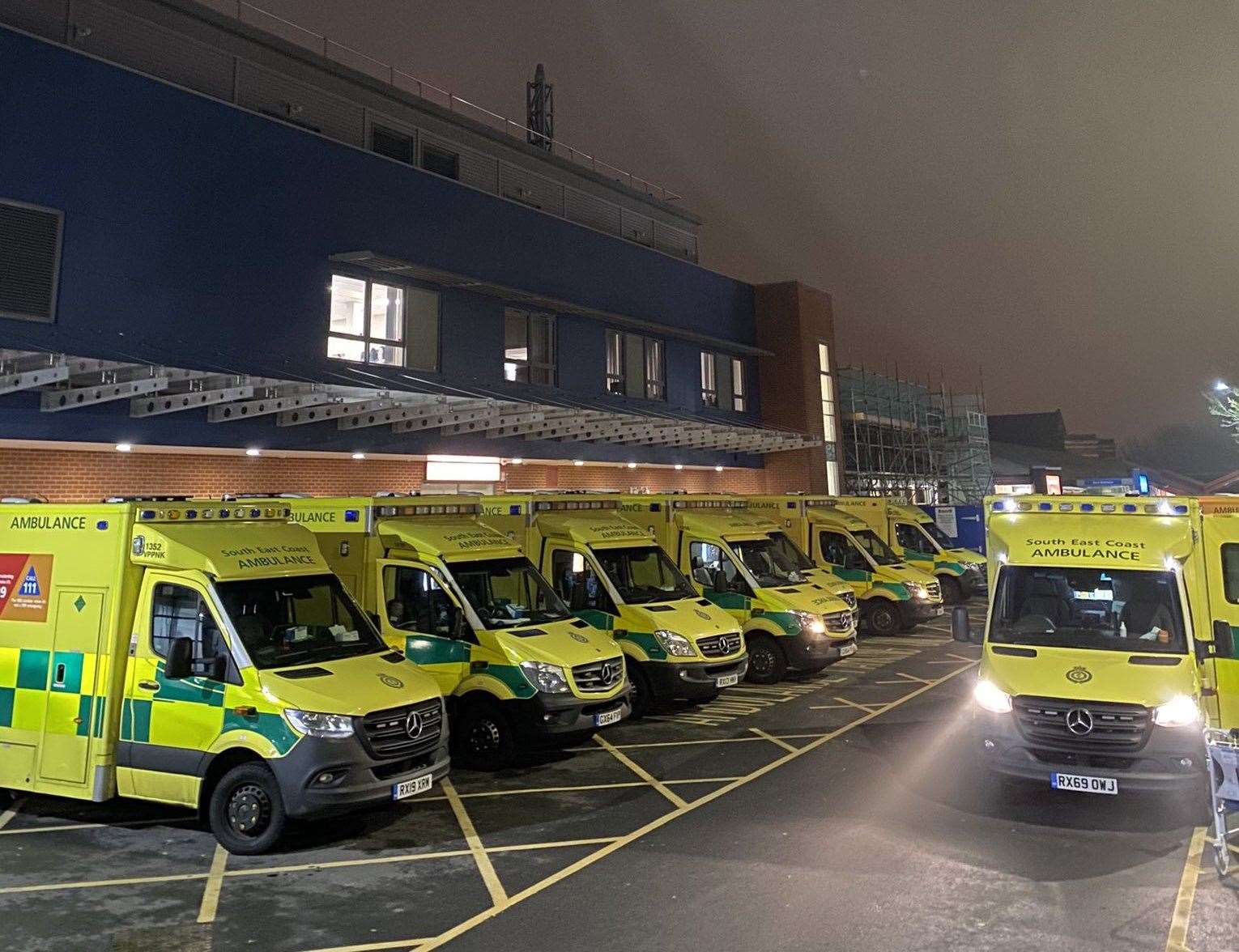 Ambulances waiting outside Medway Hospital. Picture: Cameron Walker