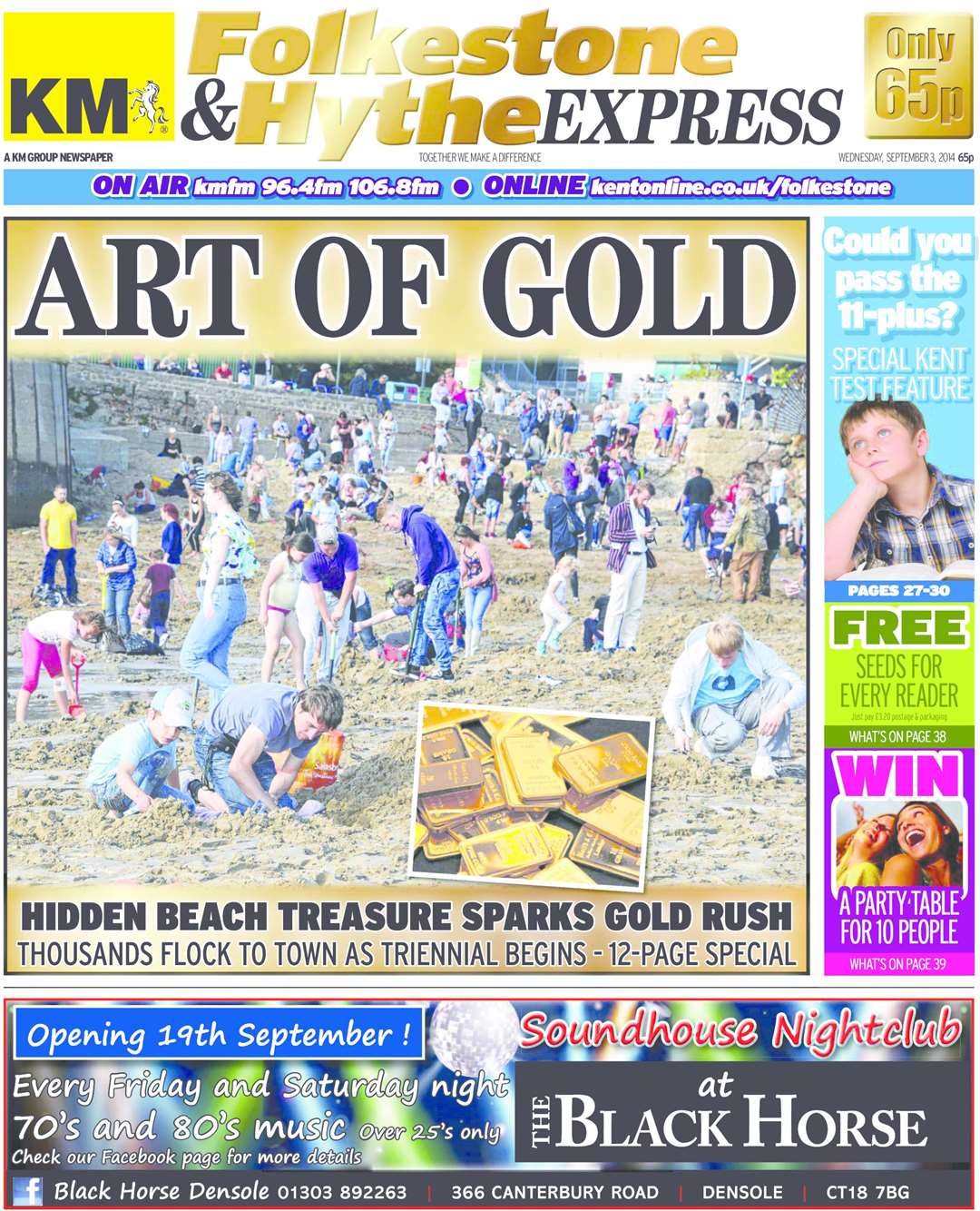The graphics department changed the colours of the September 3 2014 edition to suit the triennial gold hunt story