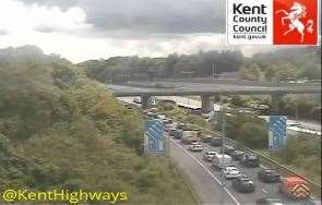 All traffic is being held on the M2. Picture Kent Highways