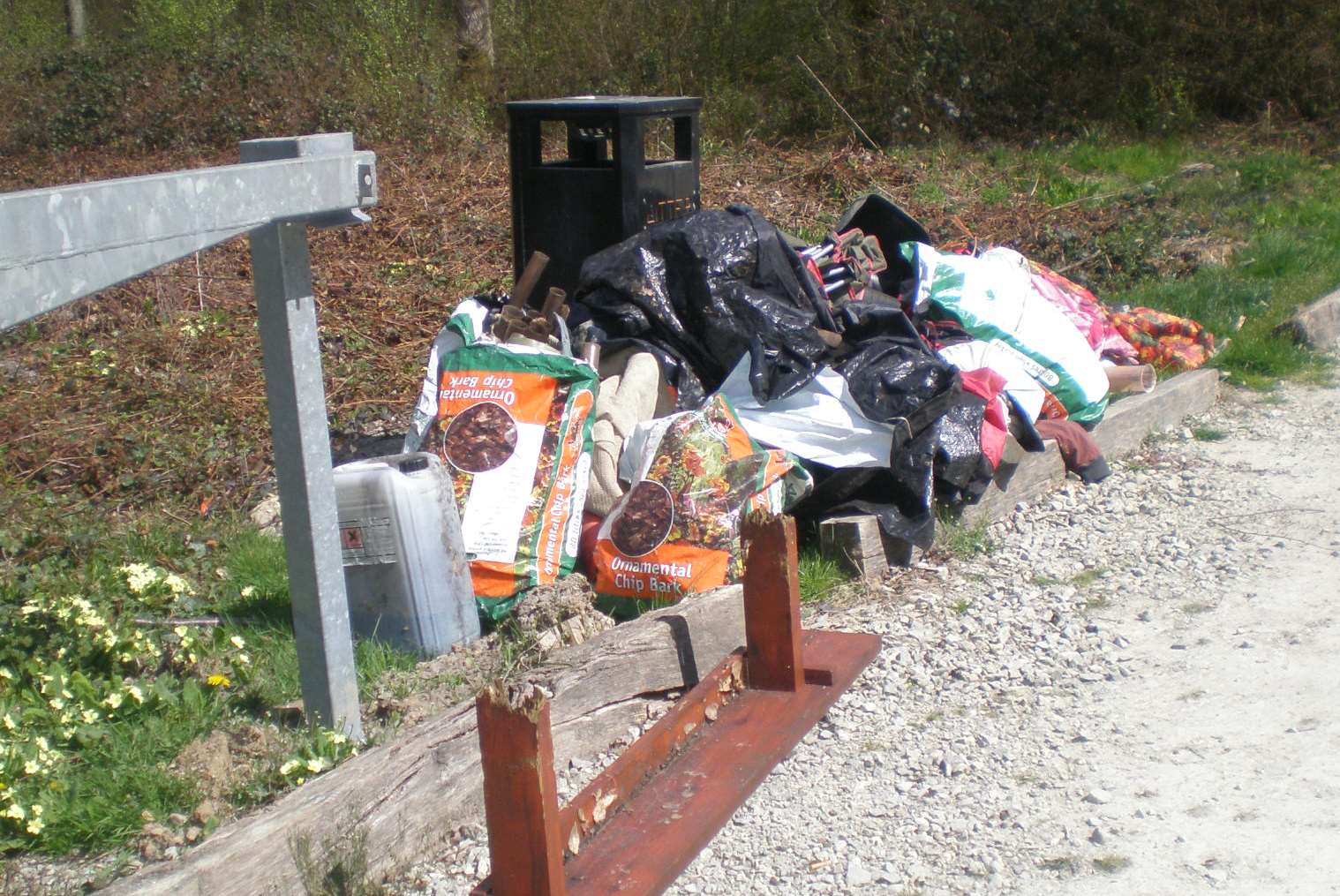 Damage and rubbish at the woods. Picture from the Woodland Trust