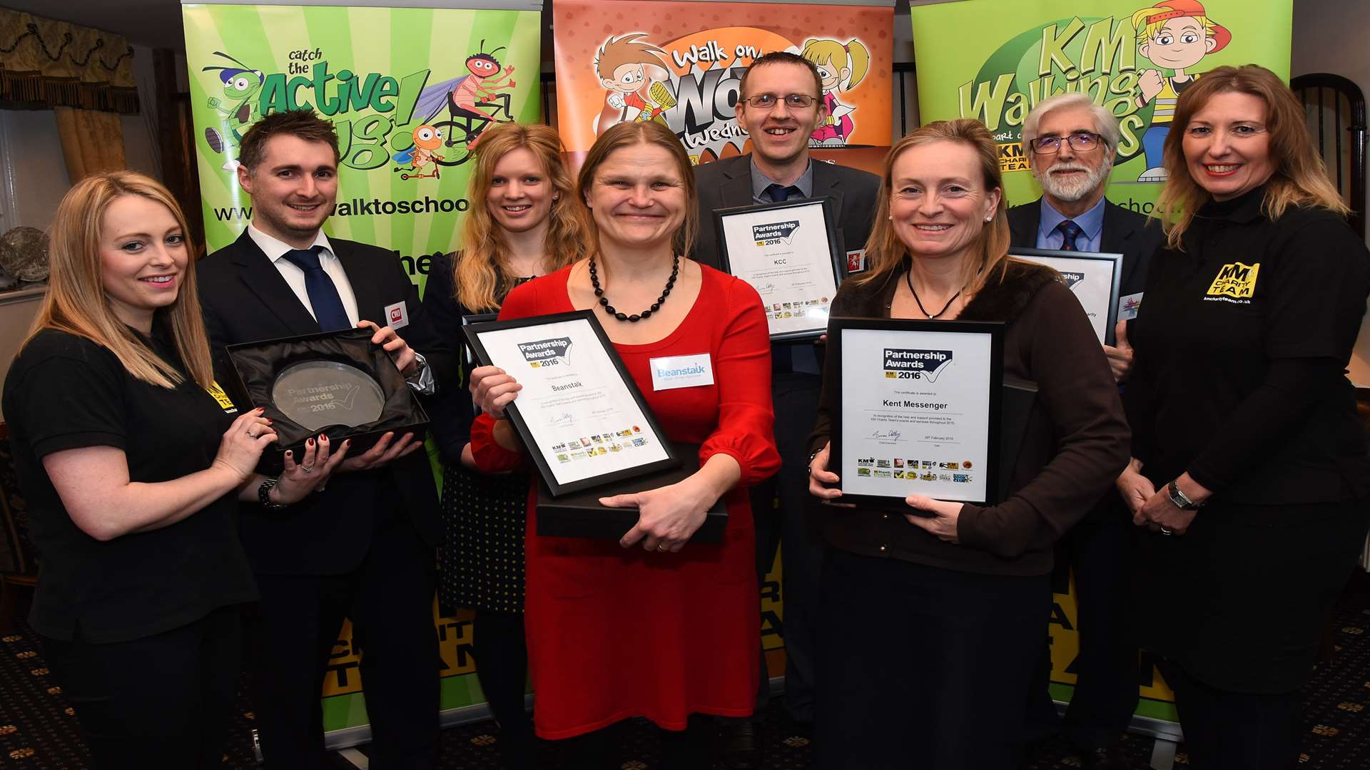Representatives from Beanstalk, Clarkson Wright and Jakes, KCC, Kent Messenger and Corn Wallis East Kent Freemasons were thanked at the KM Partnership Awards for supporting the KM Charity Team's literacy work.