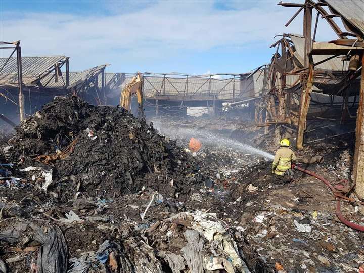 Mounds of rubbish remained on the site a year after the Margate fire