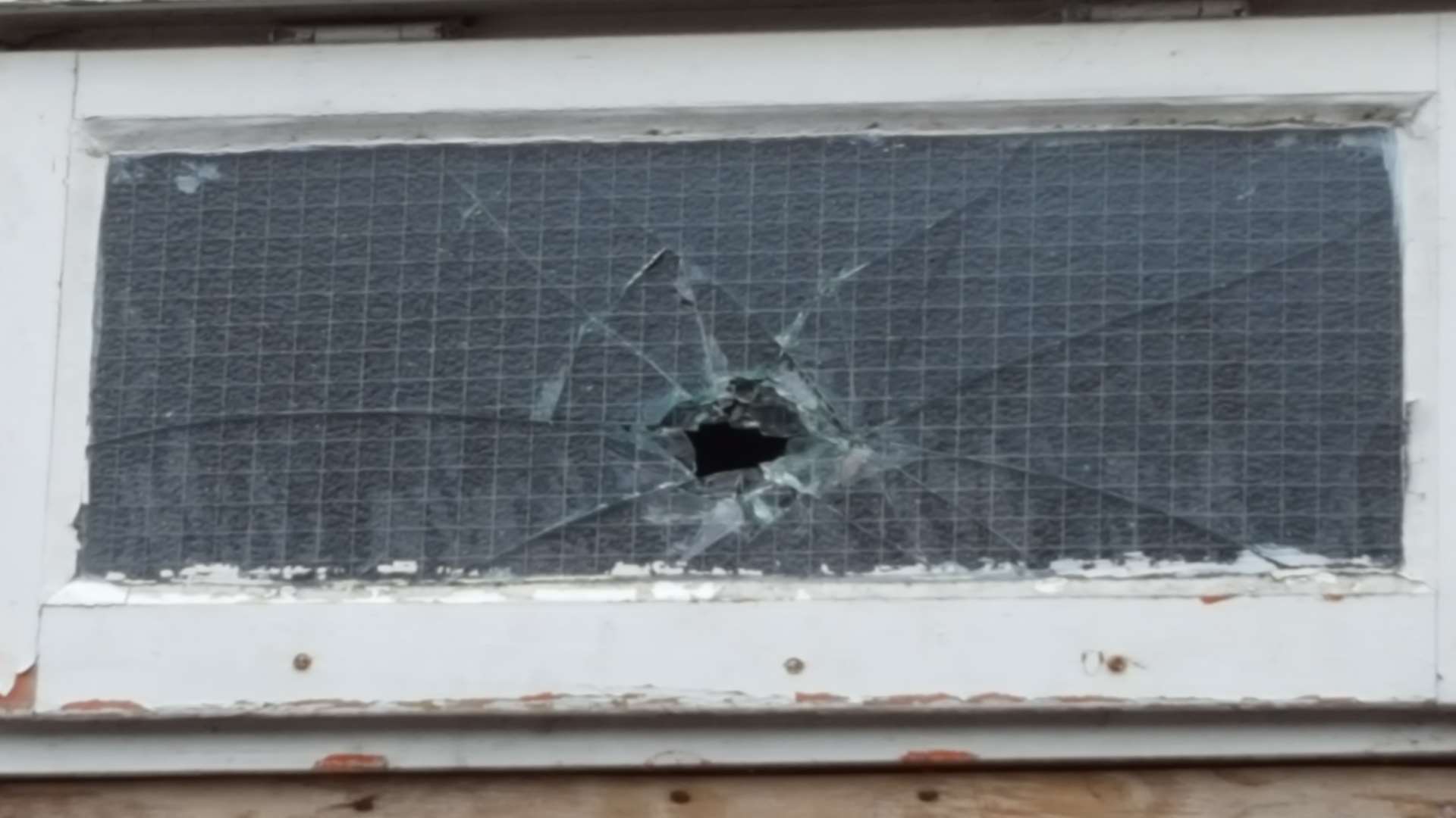 Several windows were damaged