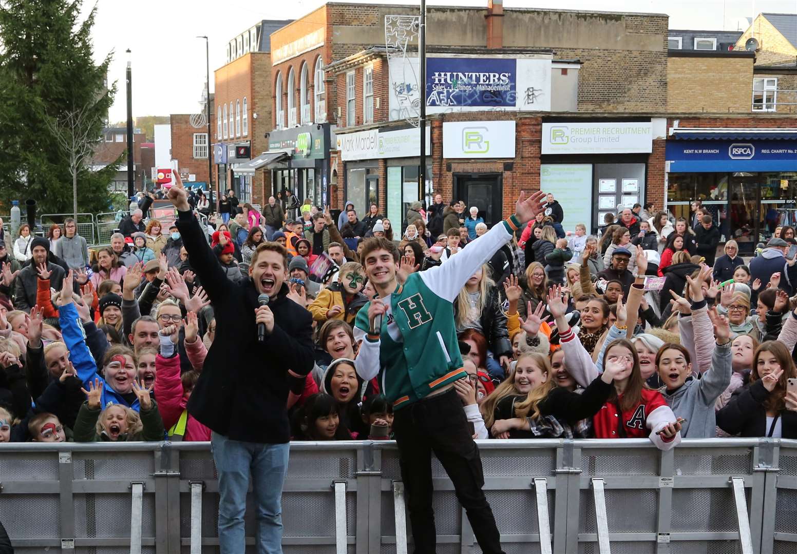 From left: Channel 5's Milkshake! presenter David Ribi and Heartstopper's Robbie White were one of the special guests at the Big Christmas Switch On. Picture: Dartford Borough Council