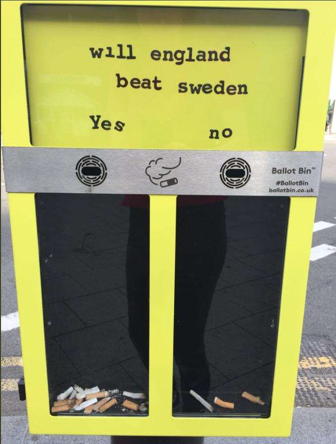 The vote has been cast, smokers at Chatham bus stop think England will beat Sweden this weekend (2909826)