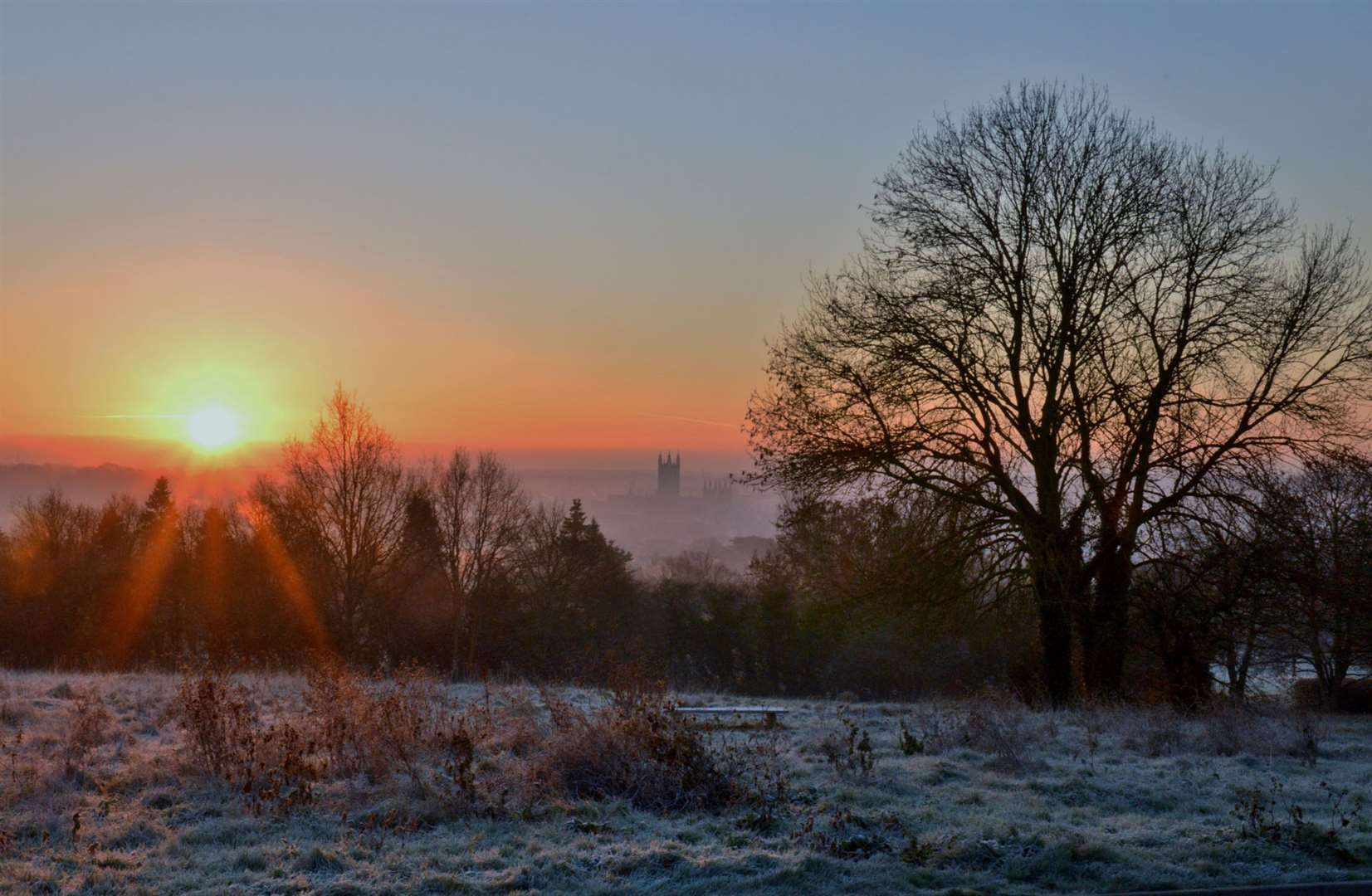 The last sunrise of 2014 - overlooking Canterbury. Picture: Martyn Stone