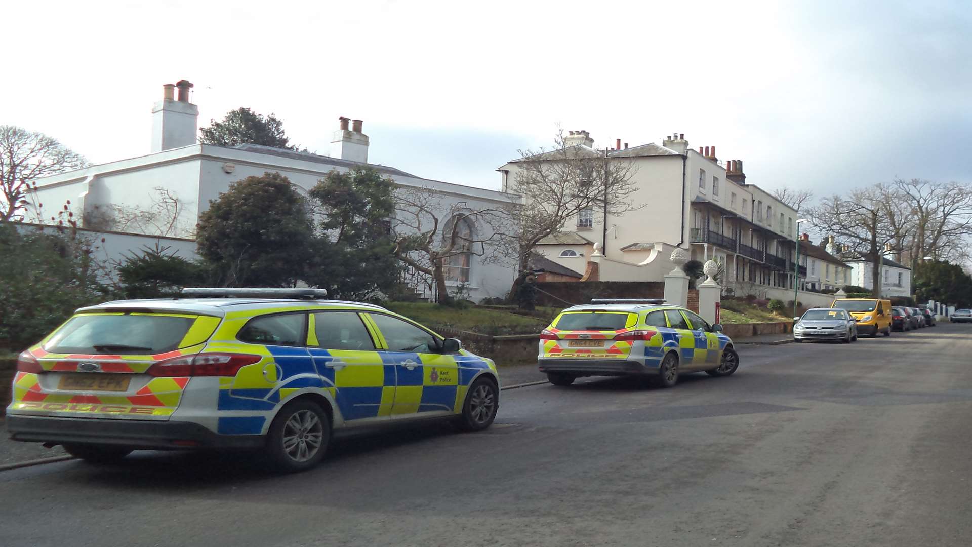 The man is believe to have been badly injured after the three-storey fall