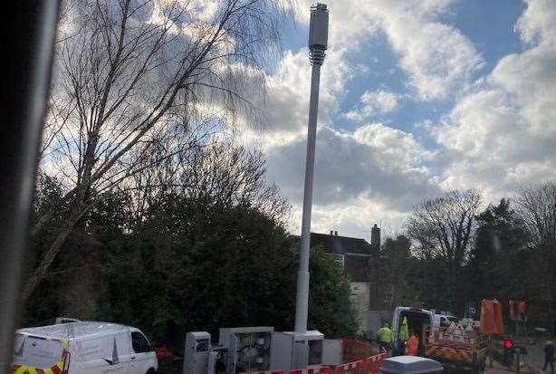 A new phone mast being installed recently in Wateringbury