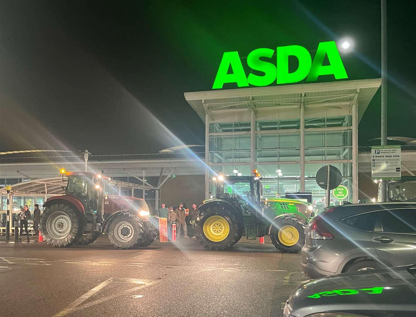 Farmers have taken over the car park at Asda in Ashford
