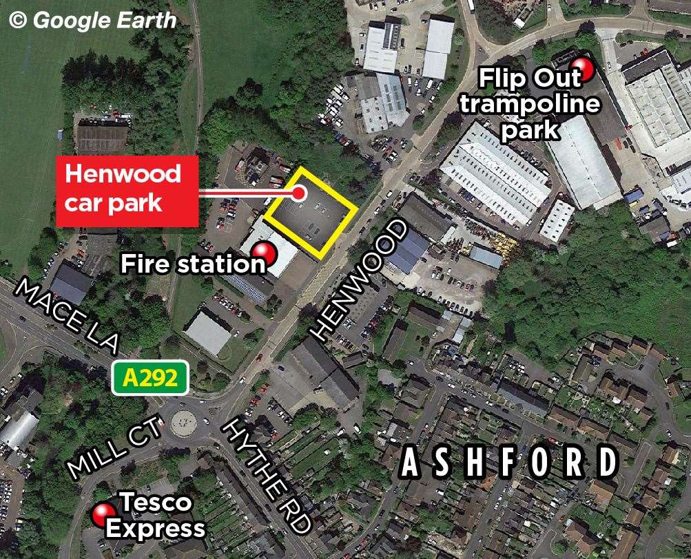 The Henwood car park sits next to Ashford fire station