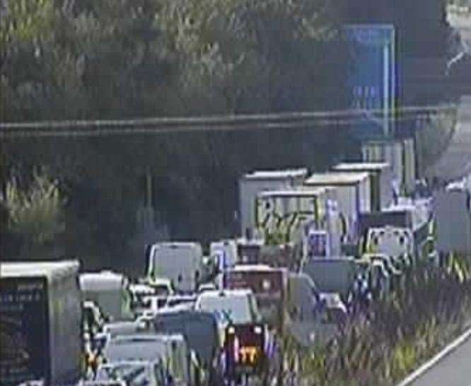 The west-bound carriageway of the M20 in Ashford is closed due to a 'medical emergency'. Picture: National Highways