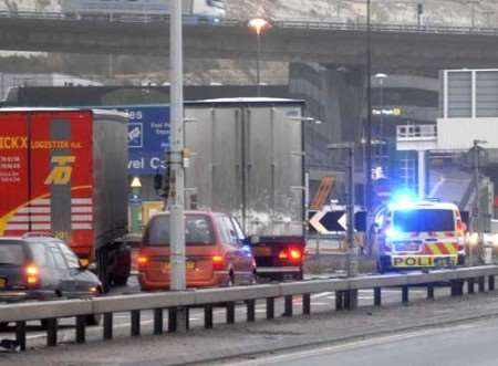 Traffic queueing at the Port of Dover during another recent closure on January 15. Picture: TERRY SCOTT