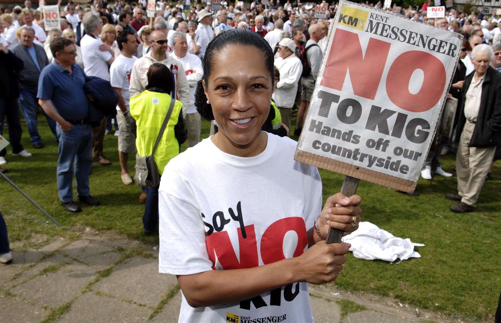 MP Helen Grant joined the Stop KIG demonstration march on Bearsted Green. Picture: Matthew Reading