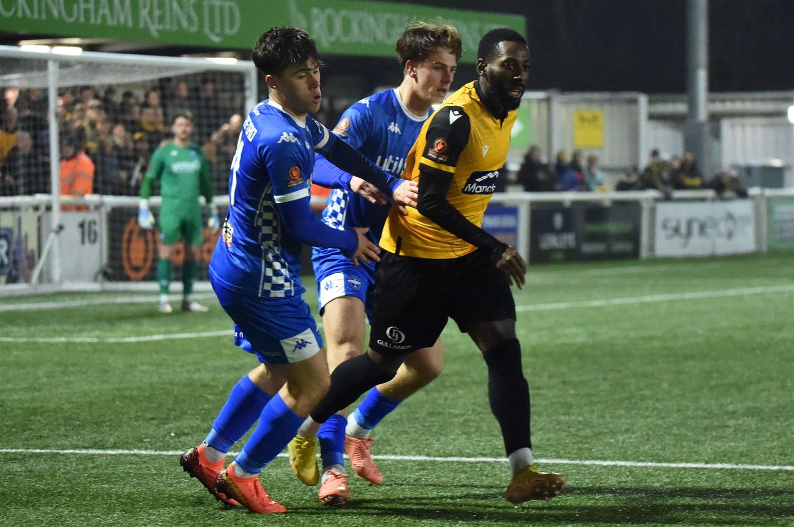 Maidstone winger Roarie Deacon in action against Eastleigh on Tuesday night. Picture: Steve Terrell