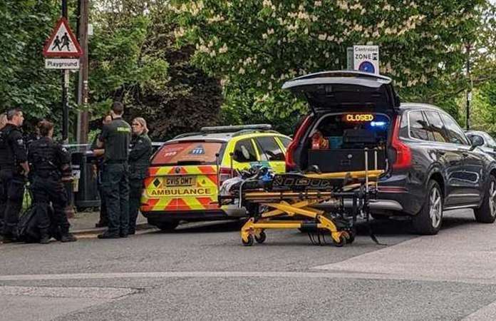 A man and a teenage boy have been charged in connection with the stabbing in Mill Road, Gillingham. Picture: South East 999 Videos