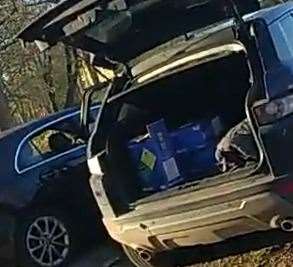 Police searched a vehicle in New Ash Green locating over 72 large canisters of laughing gas. Picture: Kent Police