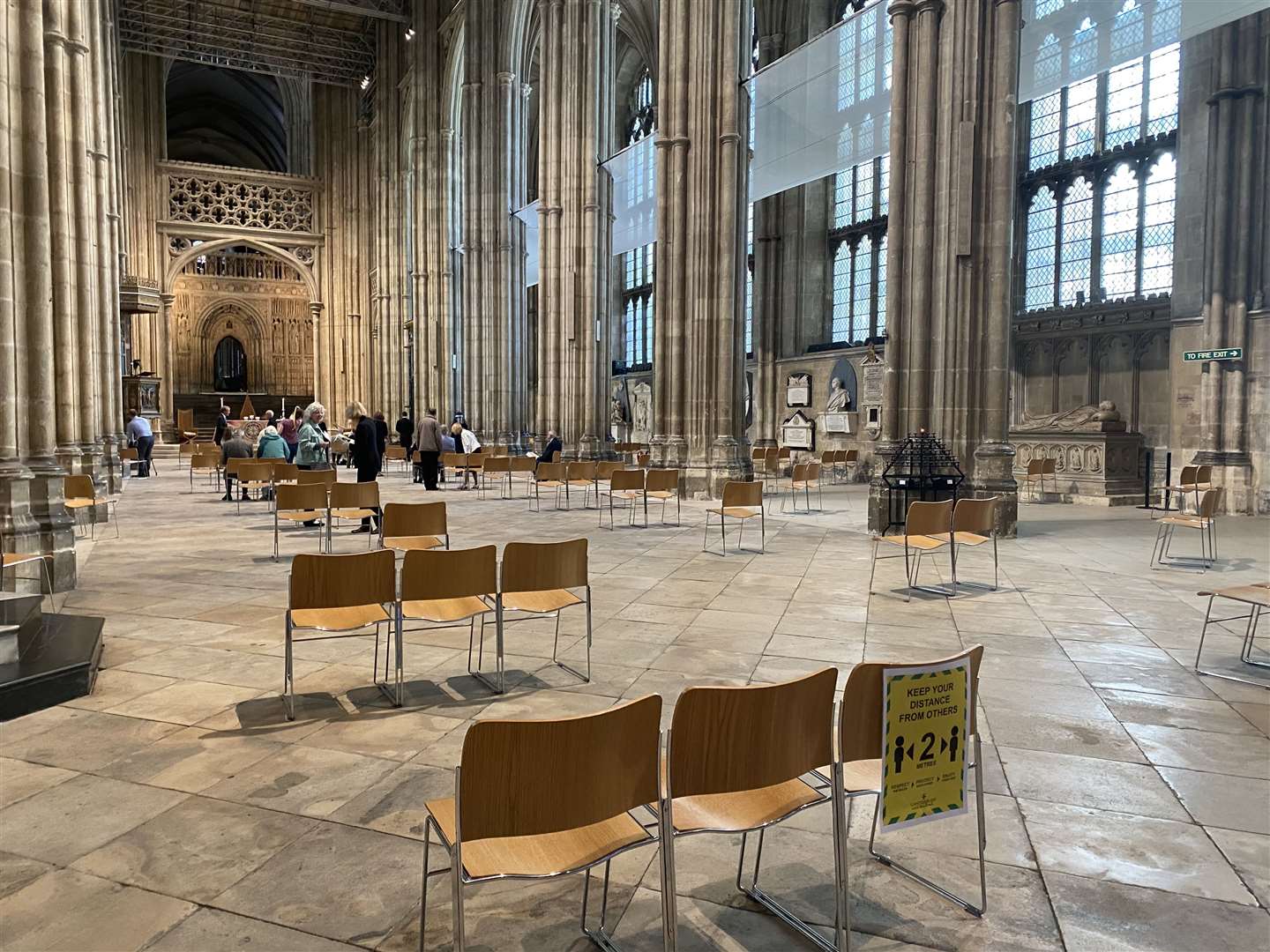 A socially-distanced service being held at the Cathedral back in July