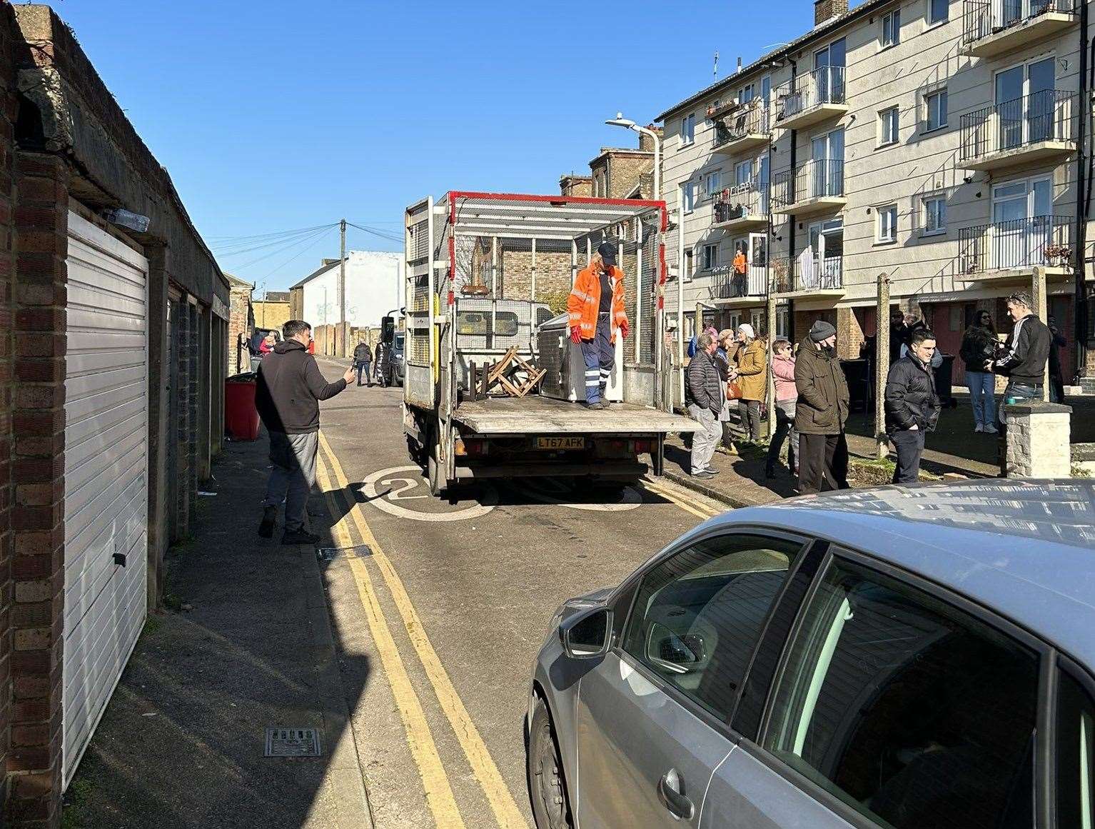 The chest freezer from the Banksy artwork being carted away. Picture: Dan Bambridge-Higgins