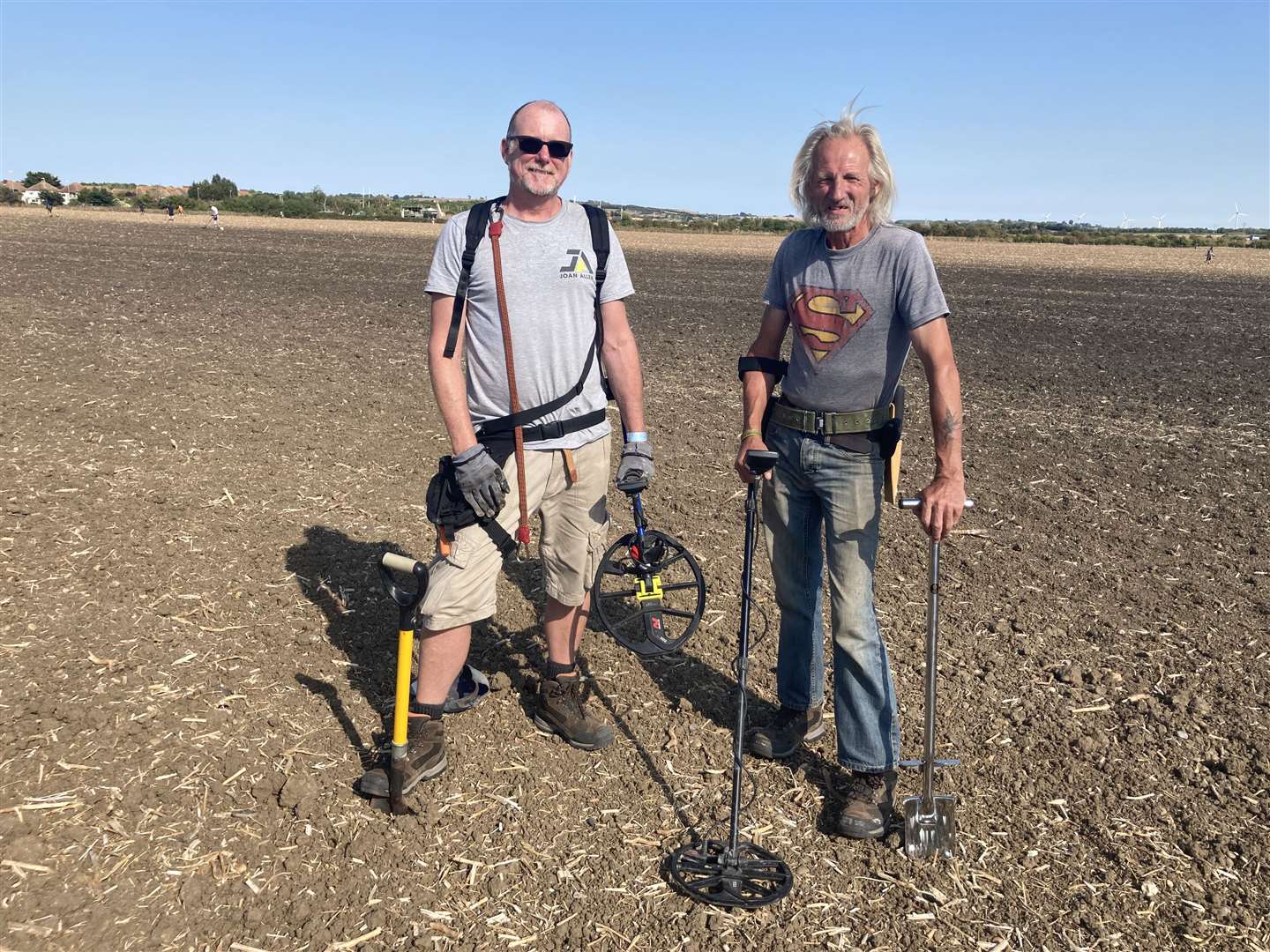 Mel Pettifer, left, and David Griffin with their Equinox 800s in search of buried treasure in Minster during the Medway History Finders' rally. Picture: John Nurden