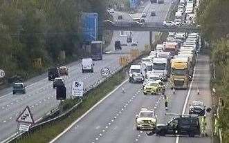 The crash blocked the M20 near Junction 9 for Ashford. Picture: National Highways
