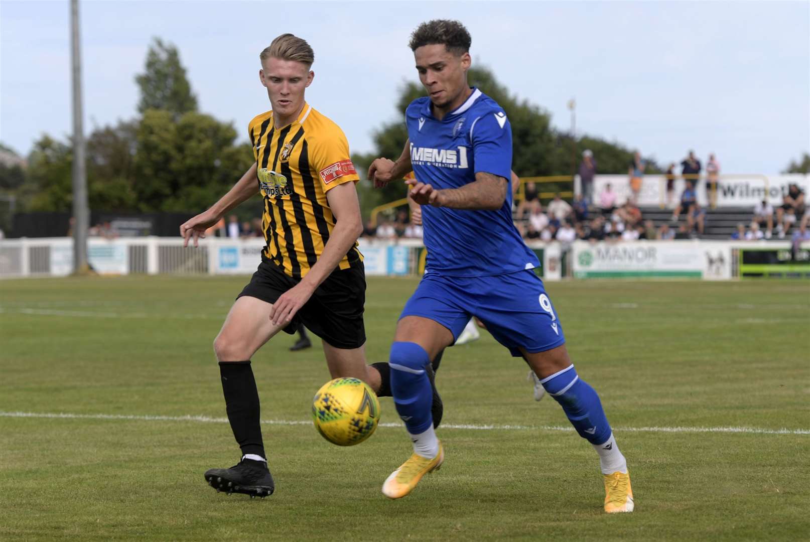 Striker Lewis Walker in action for the Gills against Folkestone Picture: Barry Goodwin