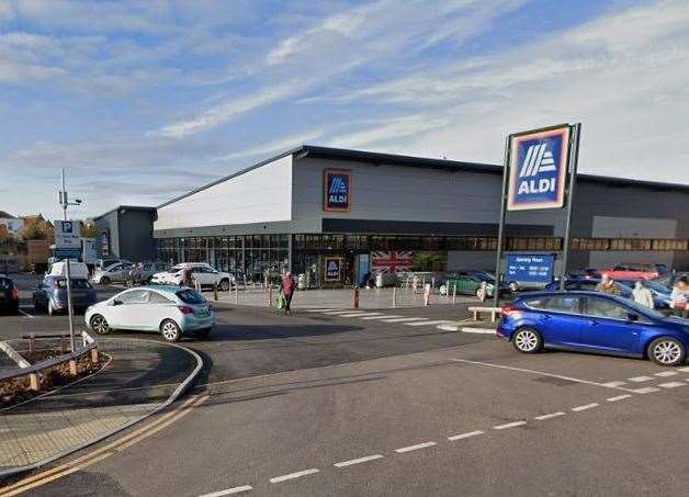 The victim was attacked outside the Aldi store in Hardres Road, Ramsgate. Pic: Google