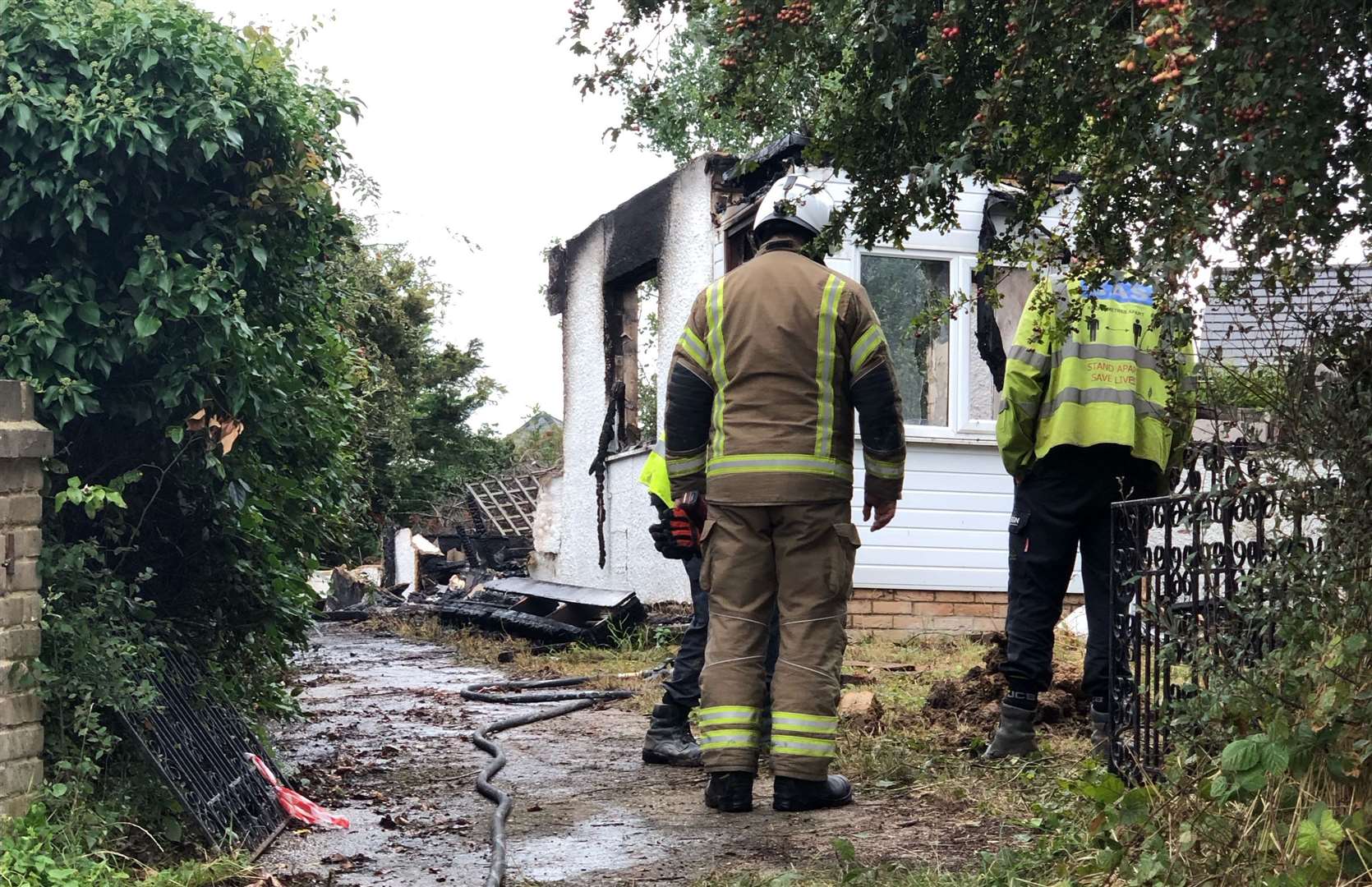 What's left of the bungalow that was ablaze during the early hours of this morning. Picture: Stephen Mina-Jones